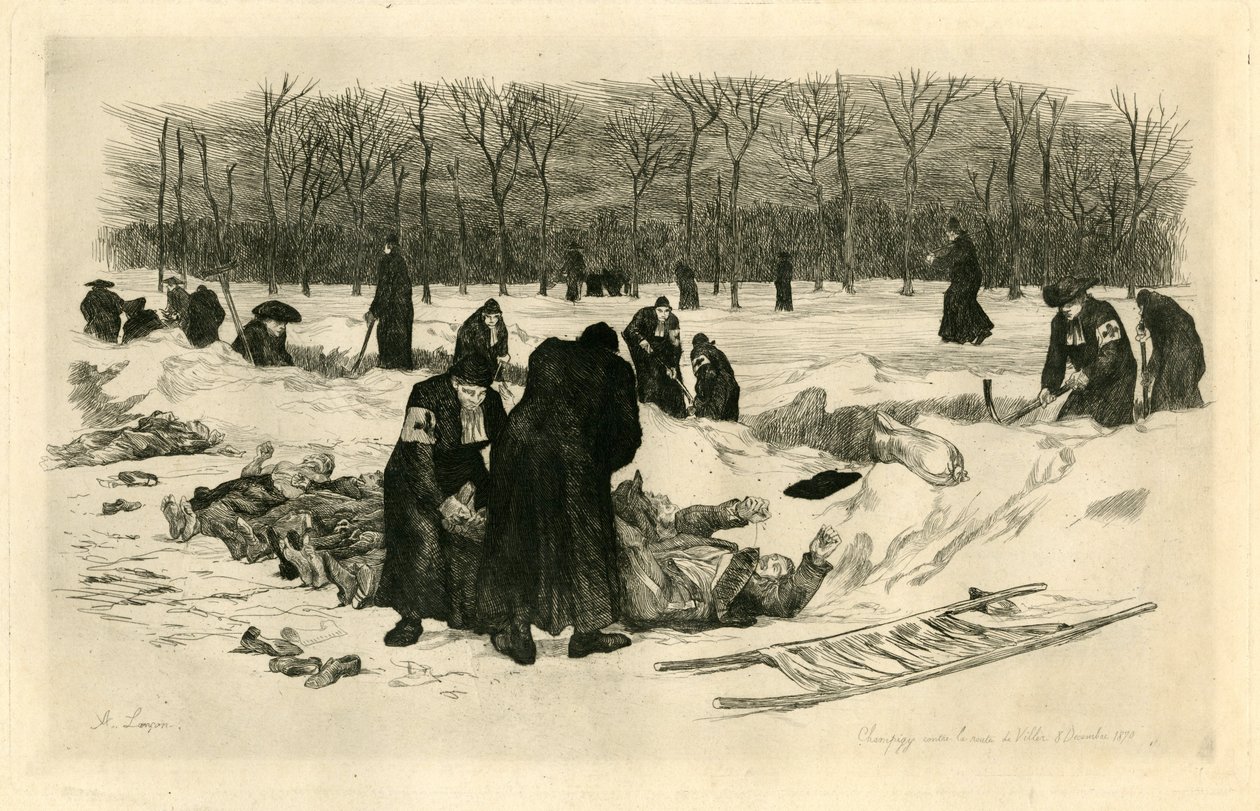 Enterrement des morts dans la neige - Auguste Andre Lancon
