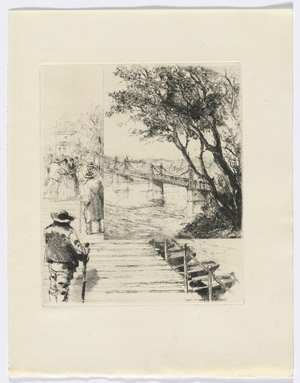 Frédéric Mistral: Mémoires et Recits by Frédéric Mistral: figures on a pier (insert after p.216) - Auguste Brouet