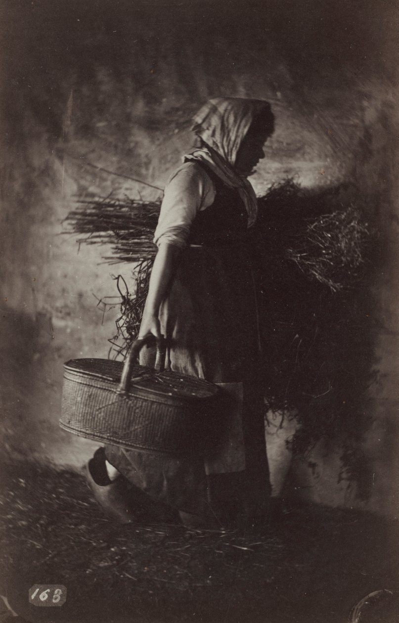 Paysanne portant un panier et du foin - Auguste Giraudon