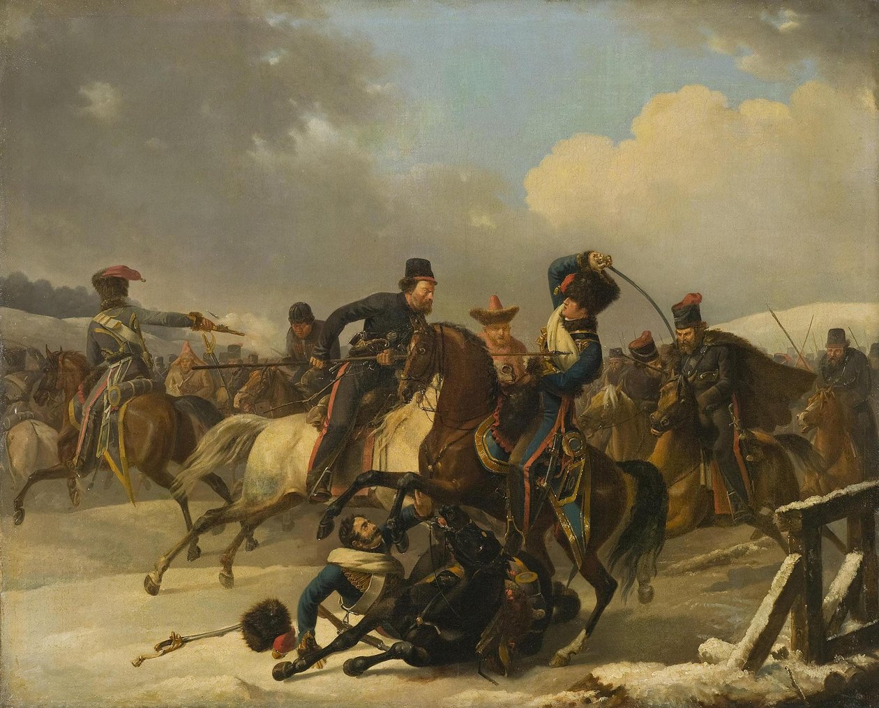 Cosaques poursuivant des soldats français en retraite, 1812 - Auguste Joseph Desarnod