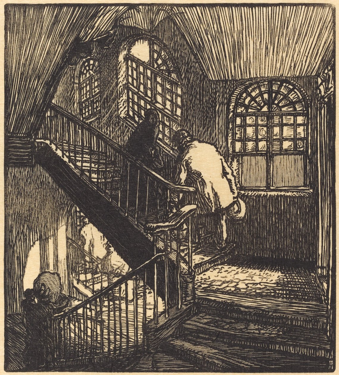 Escalier de la maison où était le Château Rouge, publié en 1901 - Auguste Lepere