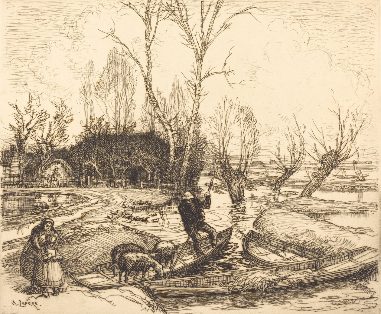 Au marais inondé - Le berger, 1911 - Auguste Lepere