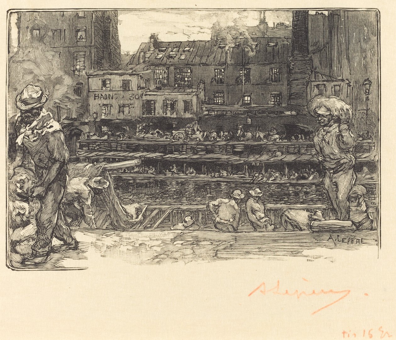 Les déchargeurs de plâtre, Canal Saint-Martin - Auguste Lepere