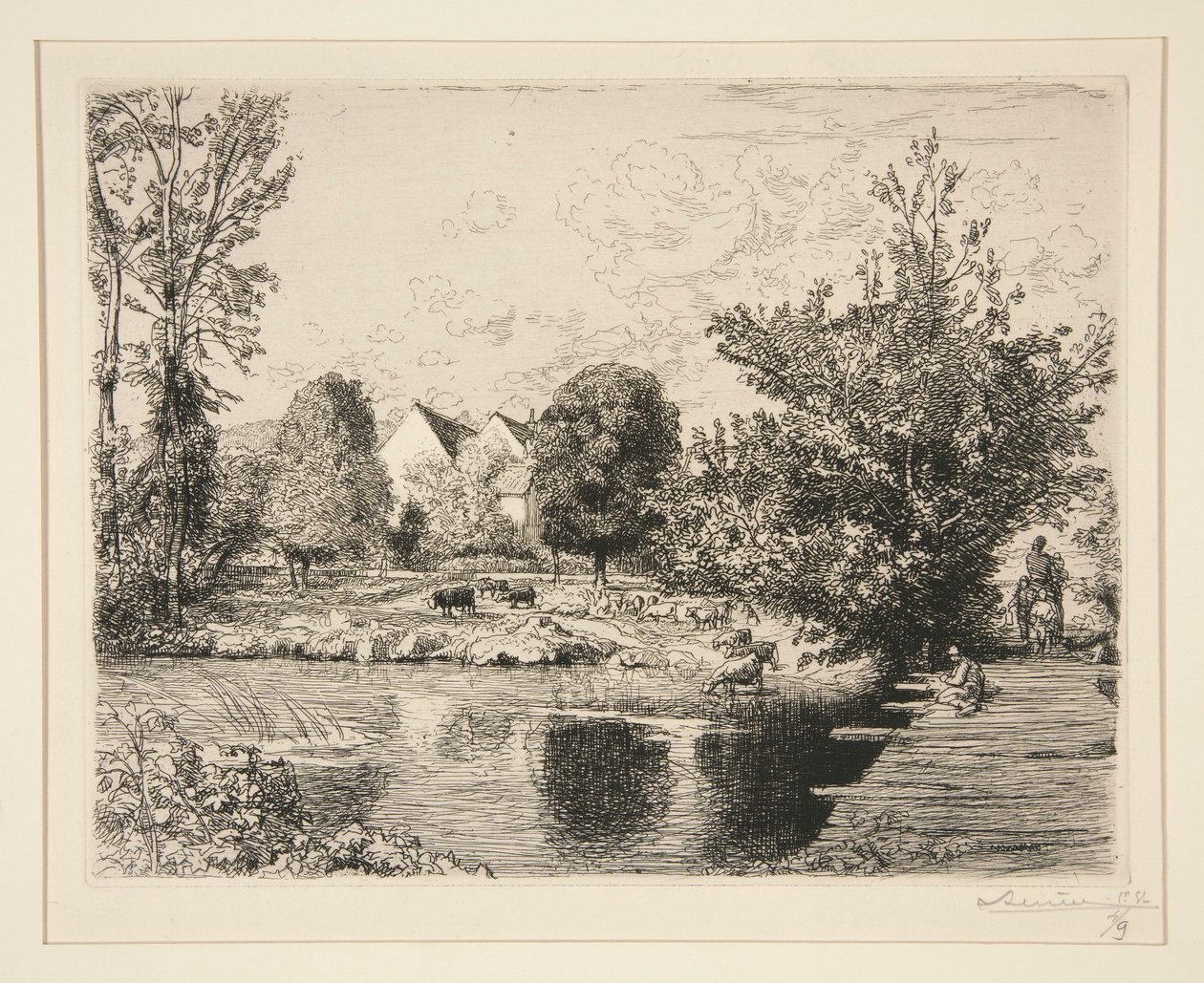 Vieille passerelle, bords du petit Morin - Auguste Lepere