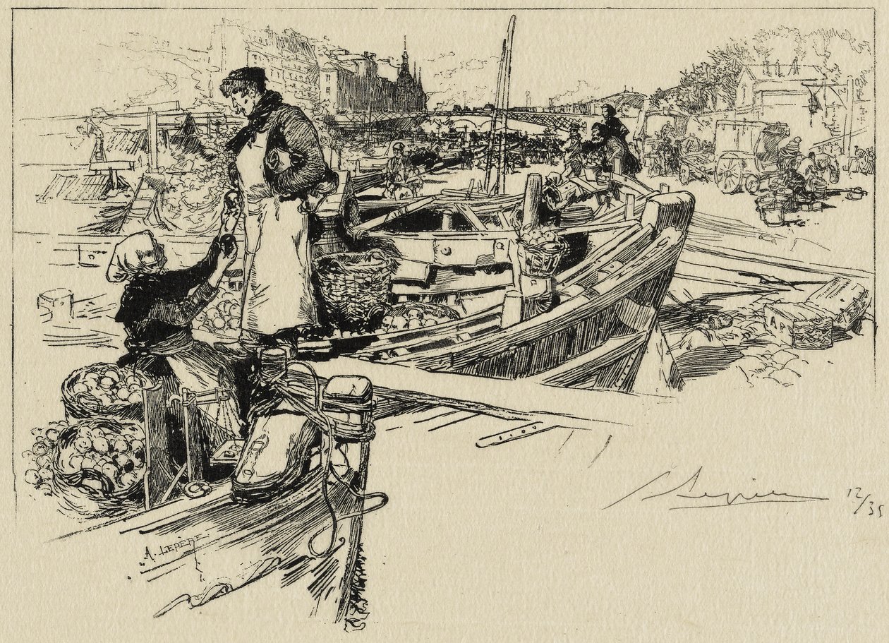 Scène de quai, probablement années 1880 - Auguste Louis Lepère