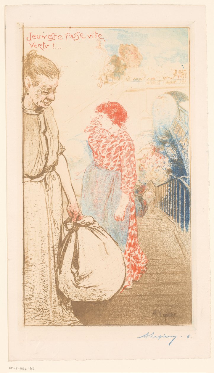 Lavandières sur un escalier le long de la Seine - Auguste Lepère (signed by artist)