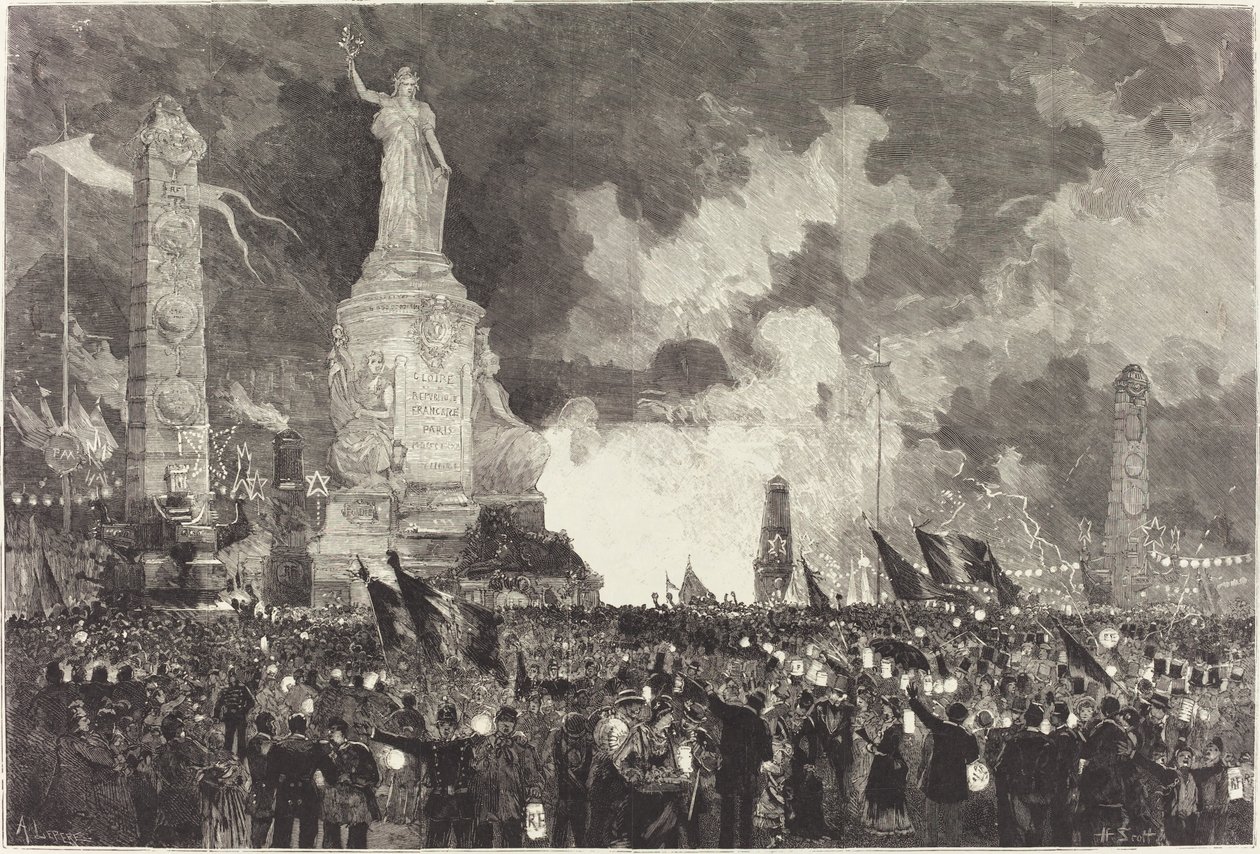 14 Juillet. Illumination de la Place de la République - Auguste Lepère after Henri Louis Scott