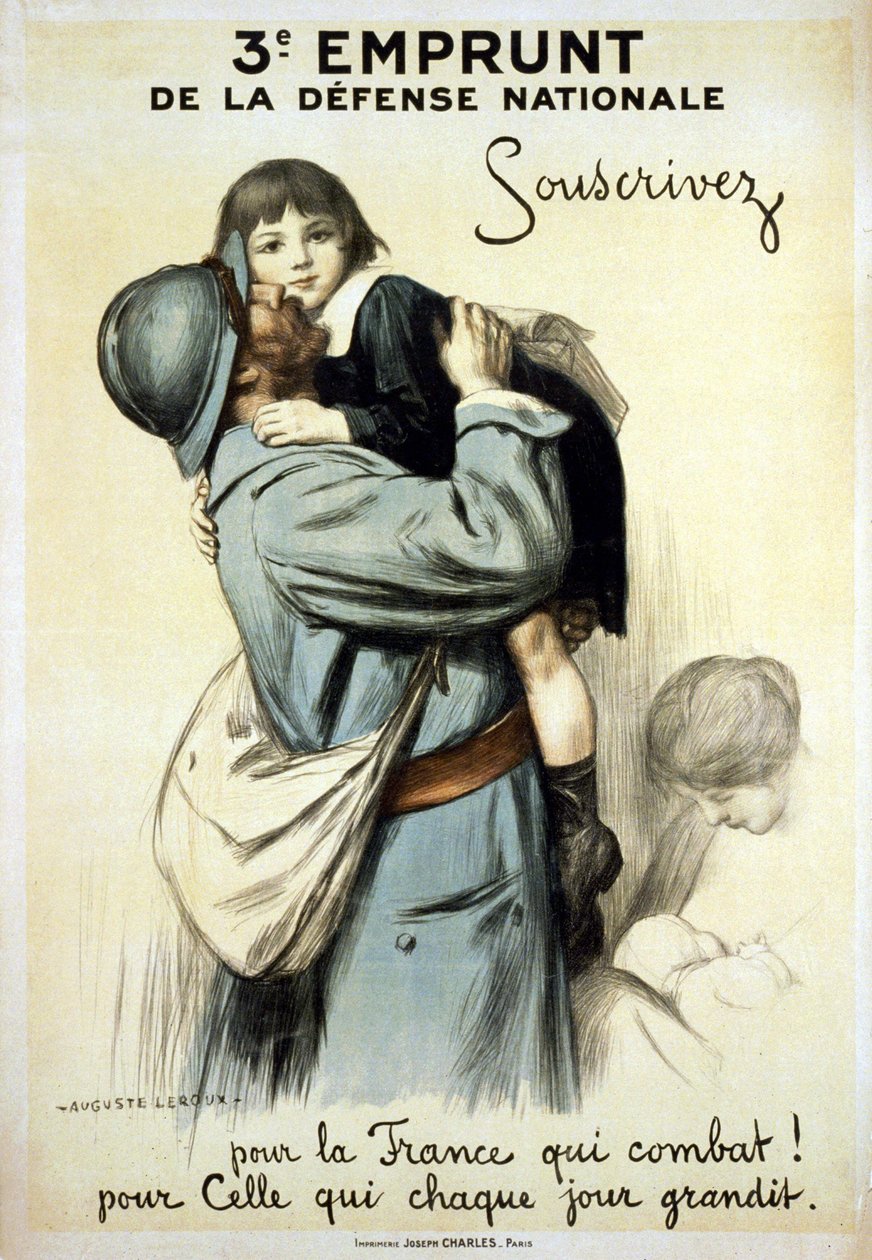 Troisième emprunt de la Défense Nationale "Souscrivez pour la France qui se bat et pour celle qui grandit chaque jour" - Affiche - Auguste Leroux