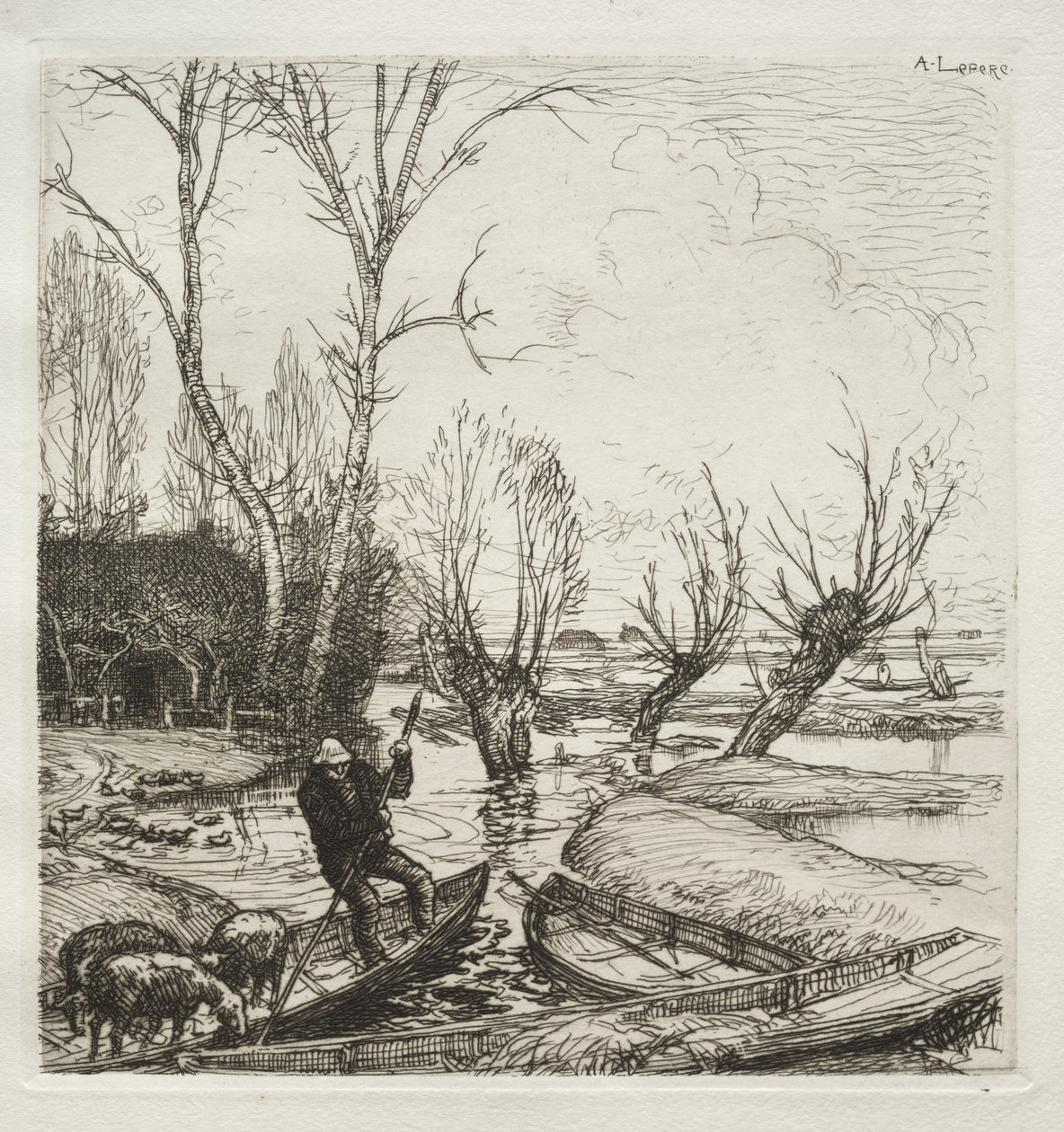 Au Marais Inondé: La Bergère - Auguste Louis Lepère