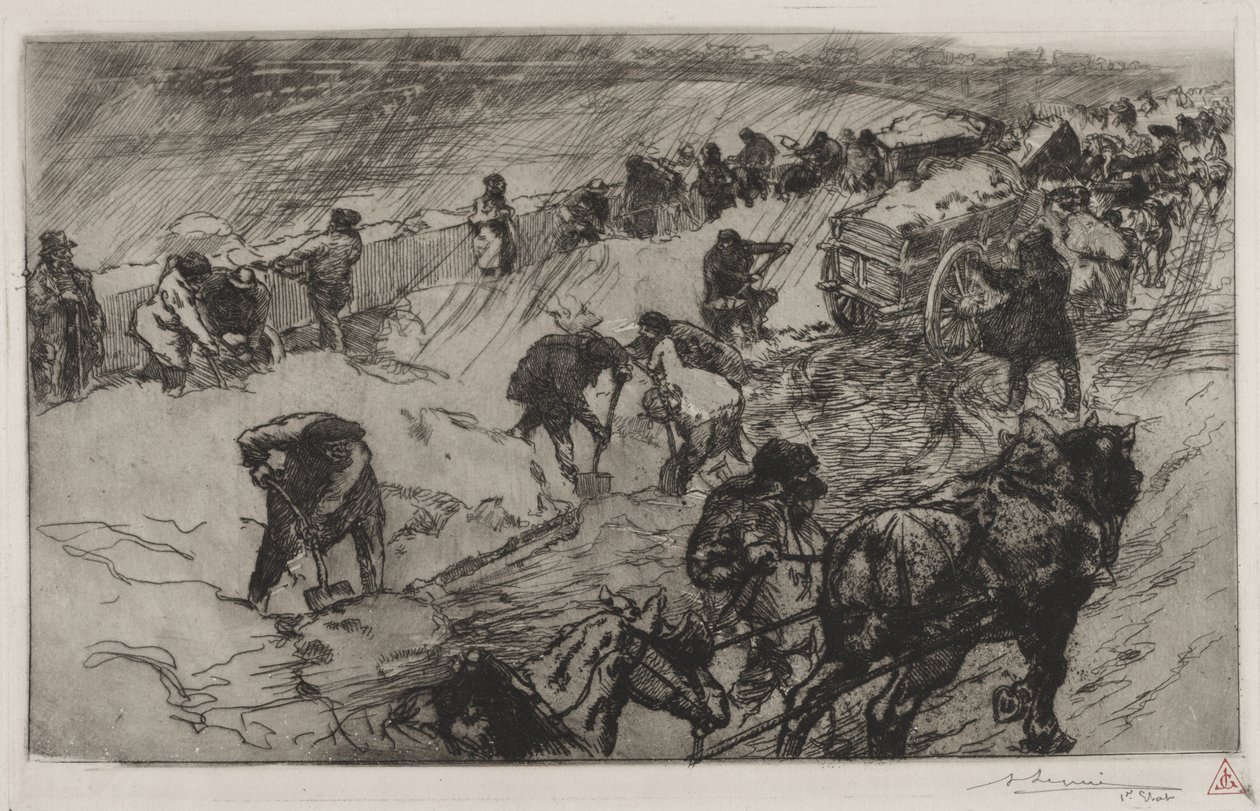Combat contre la Neige, Quai aux Fleurs - Auguste Louis Lepère