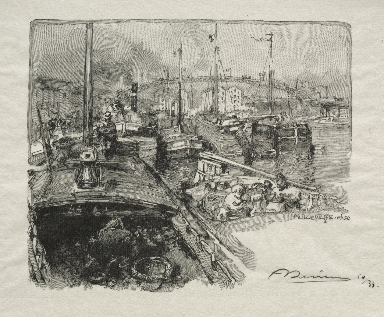 Le Bassin de la Villette - Auguste Louis Lepère