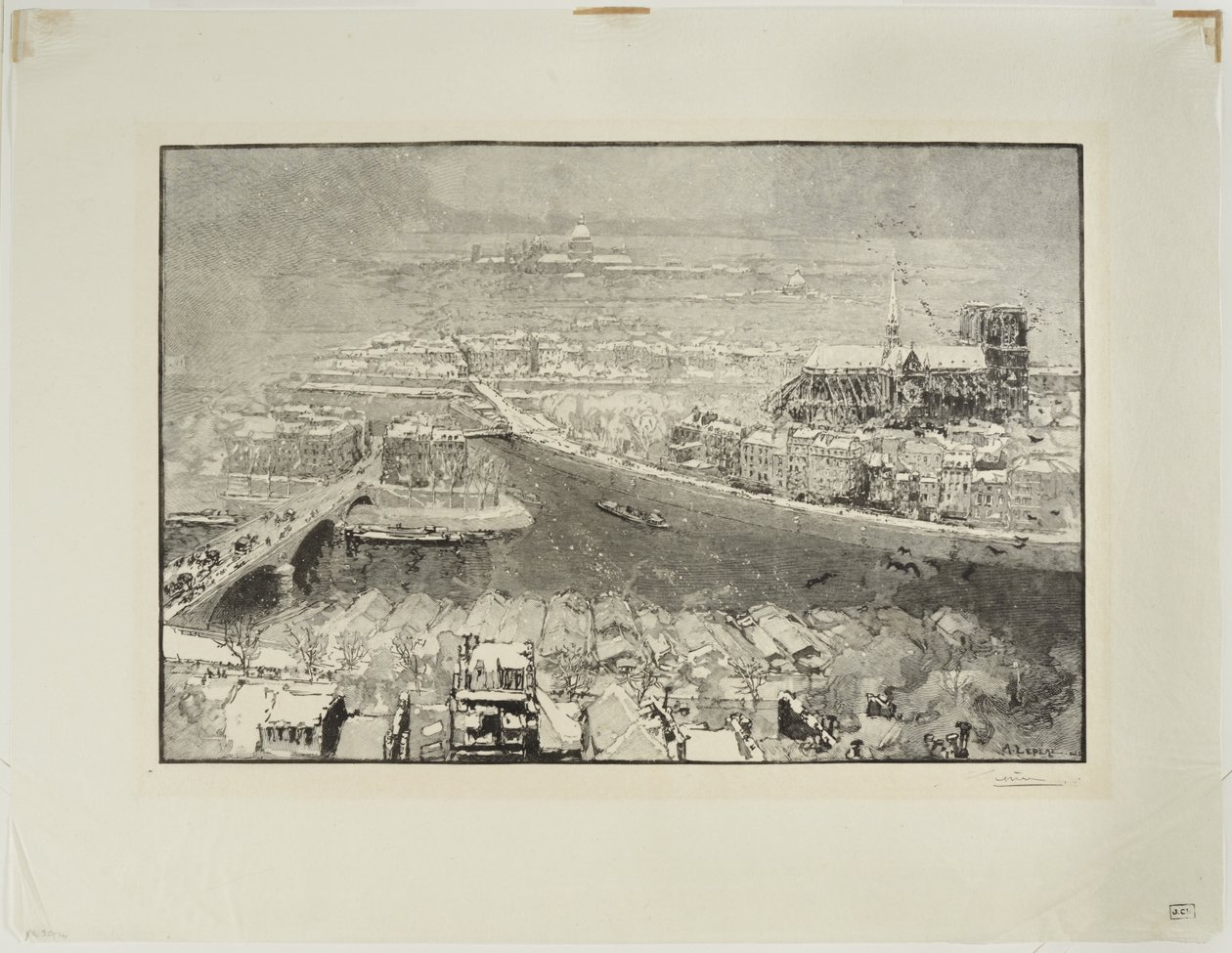 Paris sous la neige, vu du haut de Saint-Gervais - Auguste Louis Lepère