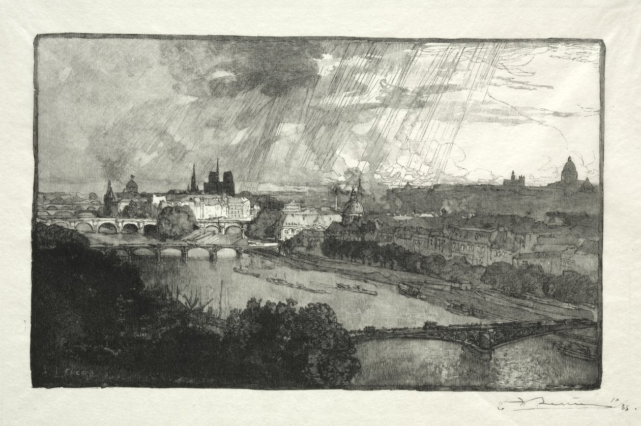 Paris, vu du Pavillon de Flore - Auguste Louis Lepère