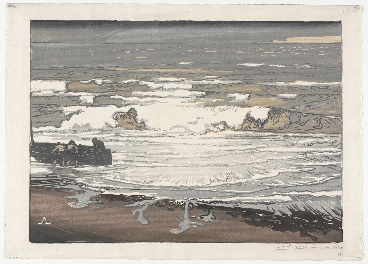 Les vagues déferlantes, marée de septembre 1901 - Auguste Louis Lepère
