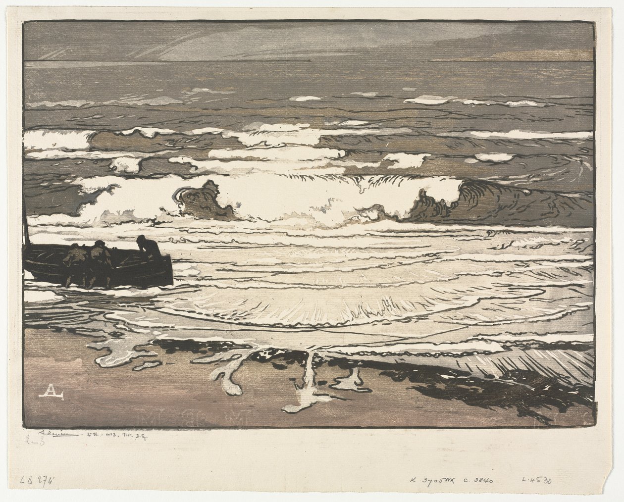 Les vagues déferlantes, marée de septembre 1901 - Auguste Louis Lepère