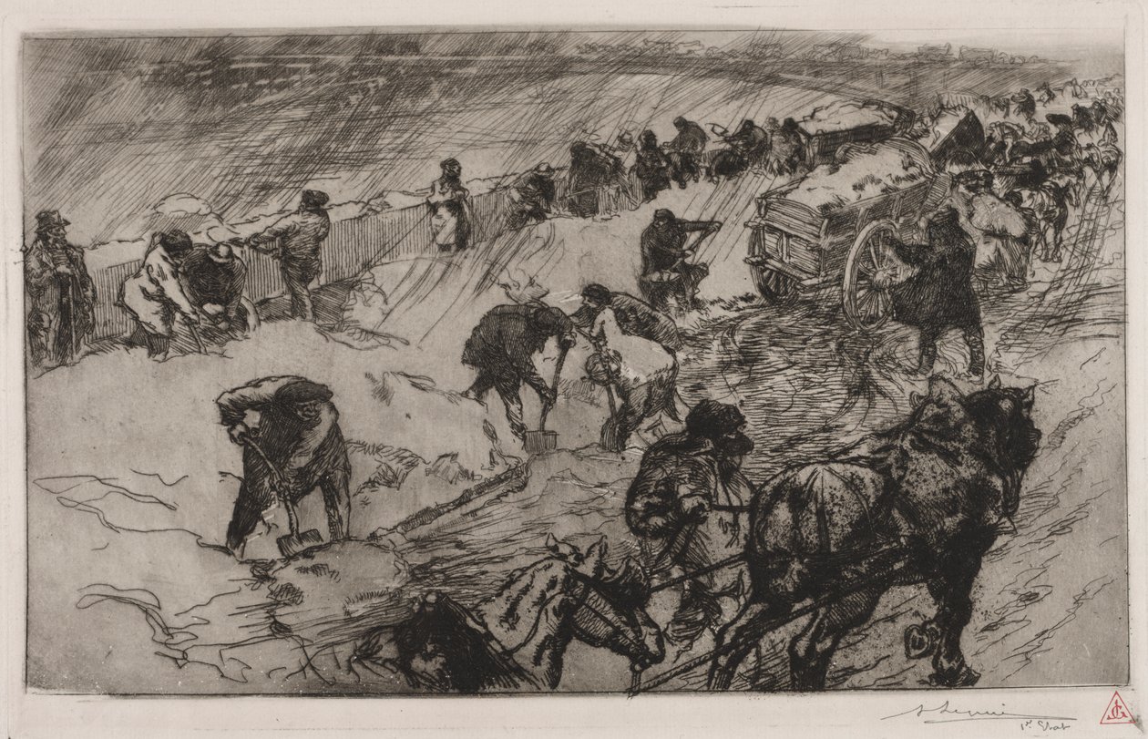 Combat contre la Neige, Quai aux Fleurs - Auguste Louis Lepère