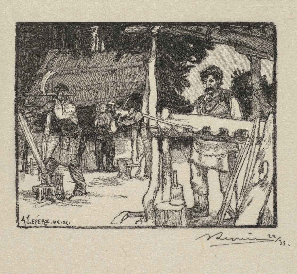 Forêt de Fontainebleau : Le Fabricant de lattes, 189 - Auguste Louis Lepère
