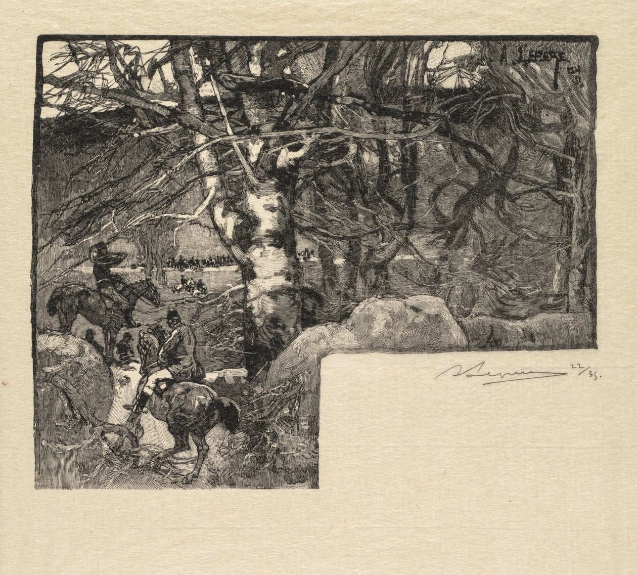 Forêt de Fontainebleau: Une Chasse au Mont-Gérard - Auguste Louis Lepère
