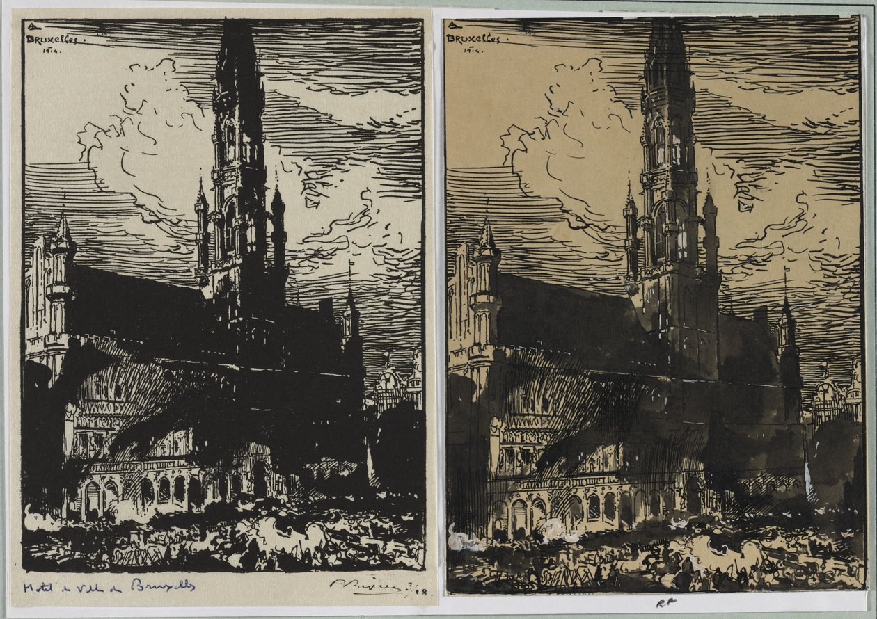 Hôtel de Ville de Bruxelles en feu - Auguste Louis Lepère