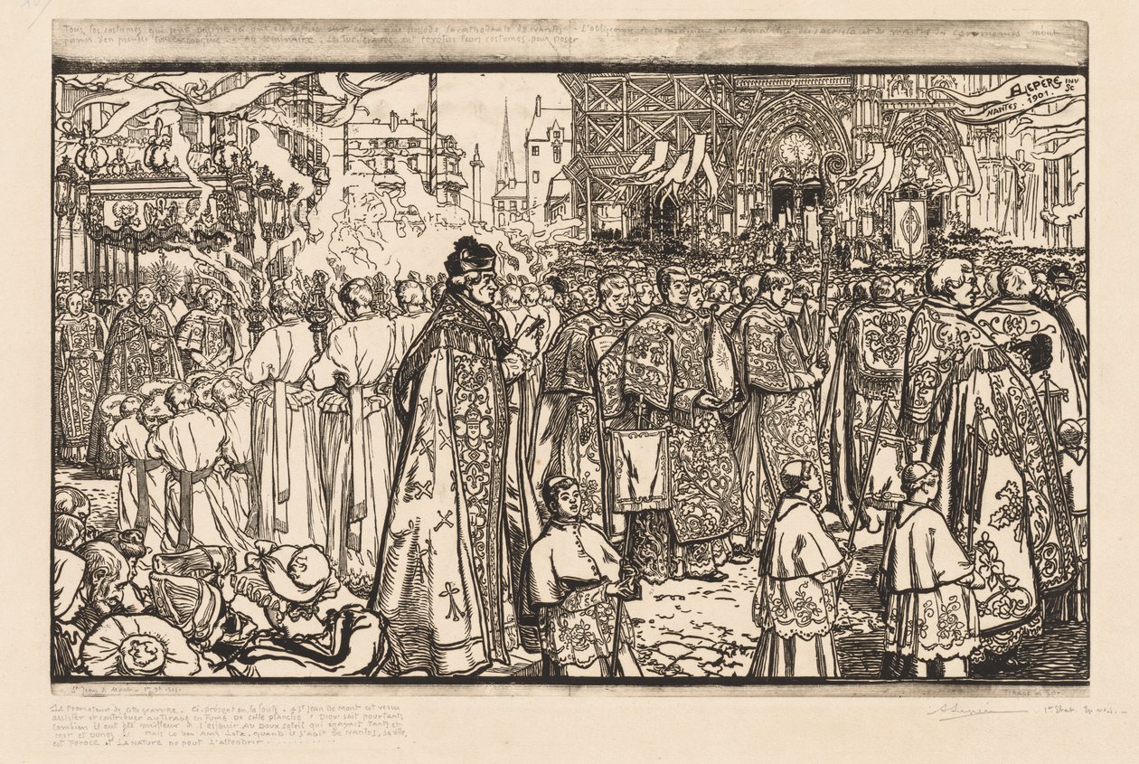 La Procession de la Fête-Dieu à Nantes, 1901 - Auguste Louis Lepère