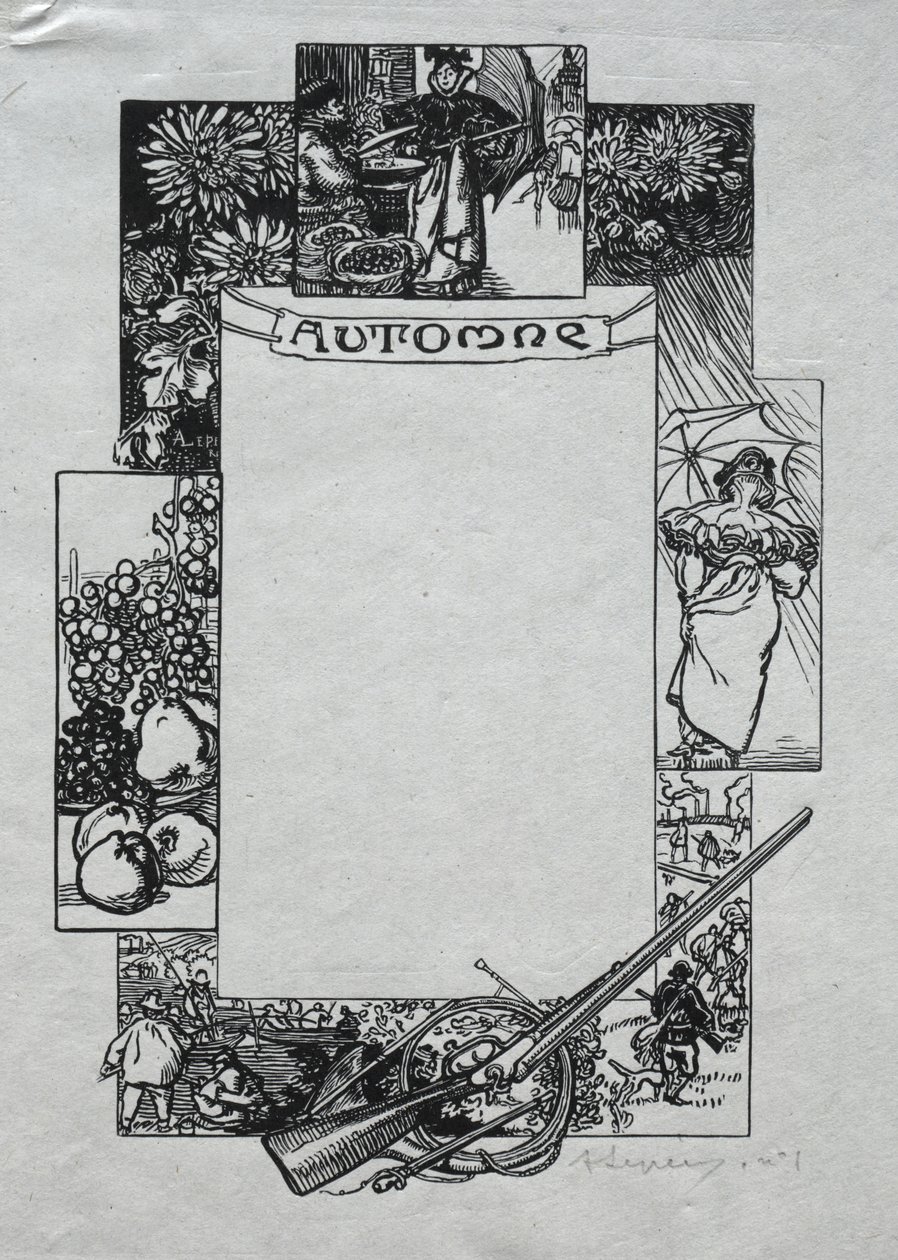Almanach de Paris, 1897: Bordure décorative, Automne - Auguste Louis Lepère
