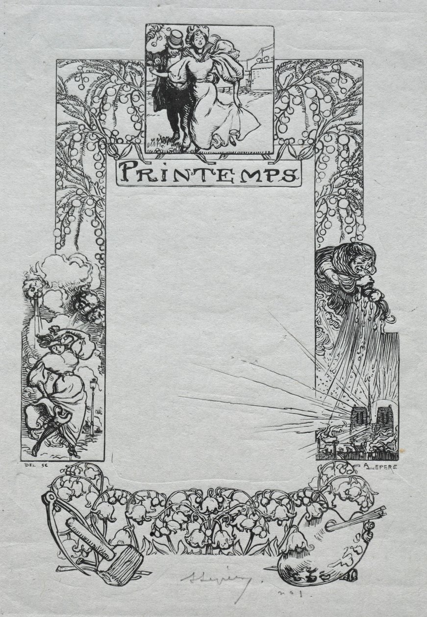 Almanach de Paris, 1897 : Bordure décorative, printemps - Auguste Louis Lepère
