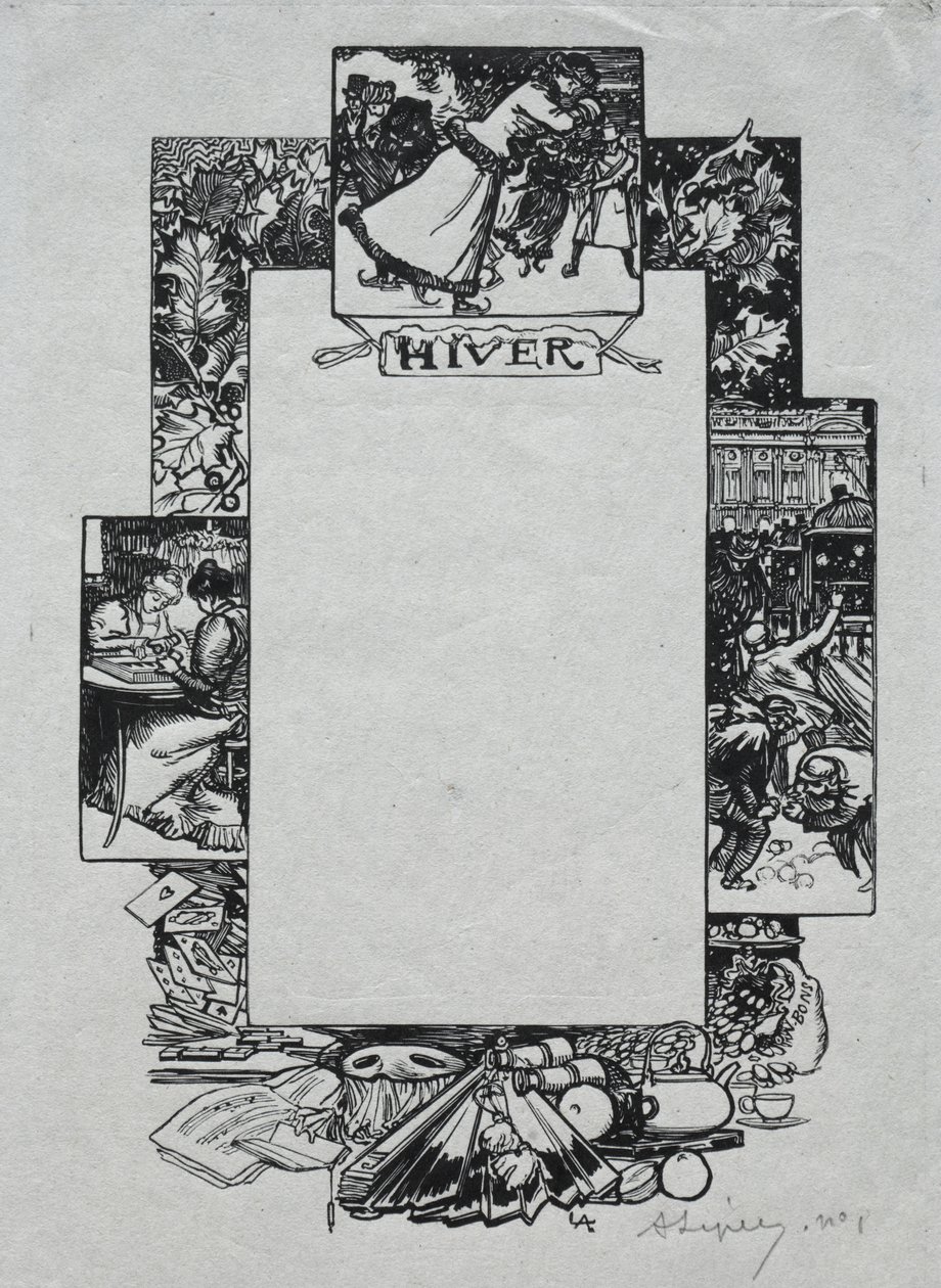 Almanach de Paris, 1897: Bordure décorative, Hiver - Auguste Louis Lepère