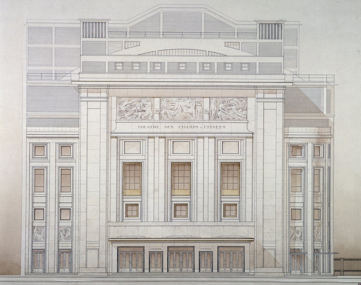 Théâtre des Champs-Elysées : façade - projet Perret - Auguste Perret