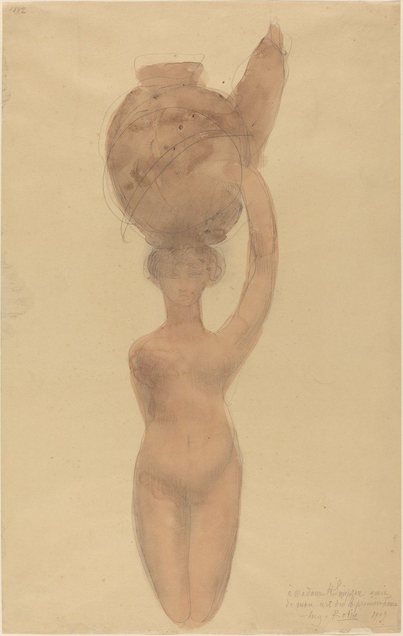 Femme nue portant un vase sur la tête - Auguste Rodin