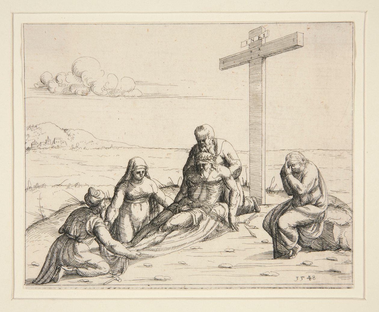 Joseph et Nicodème avec le corps du Christ - Augustin Hirschvogel
