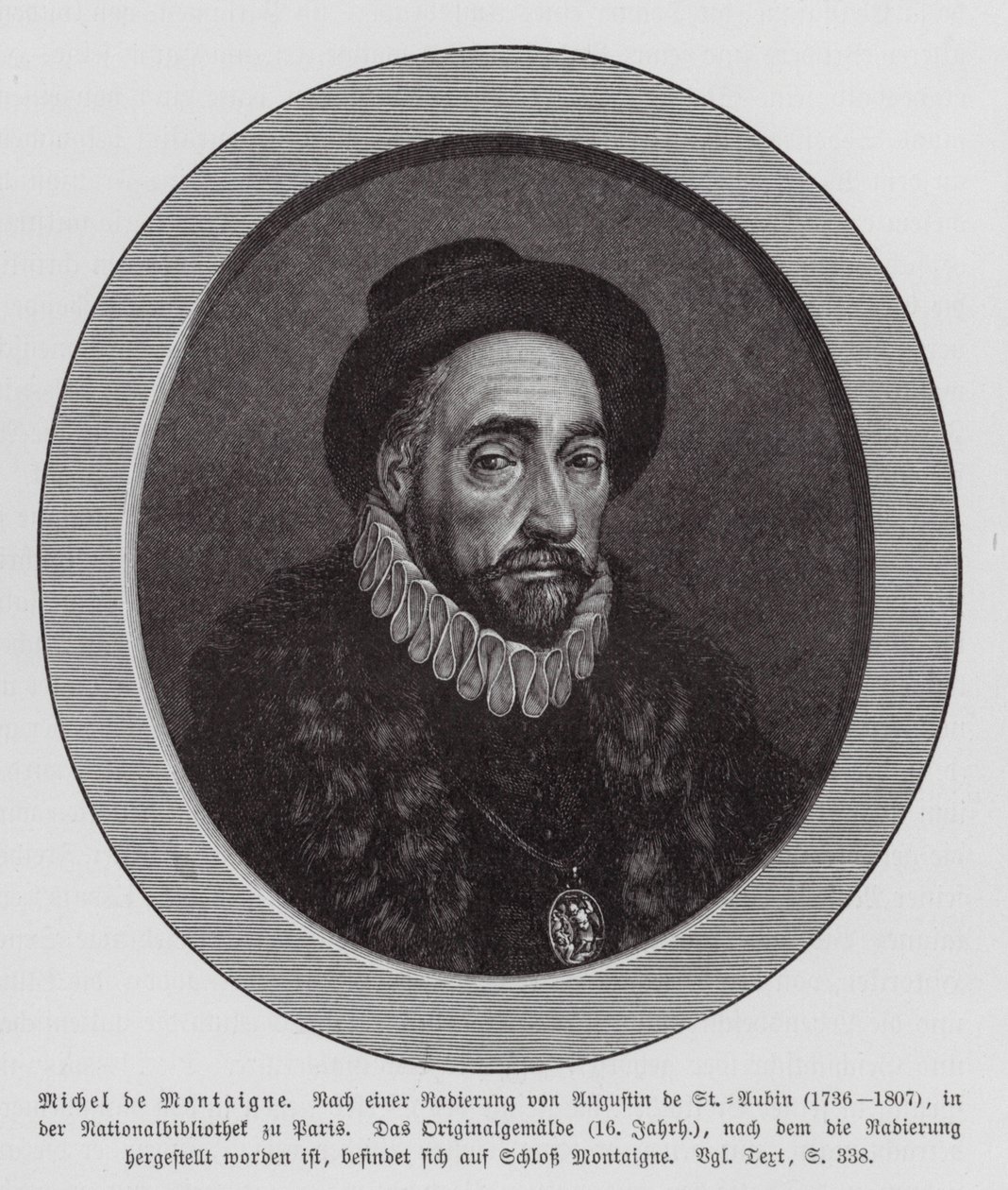Michel de Montaigne, philosophe français (gravure) - Augustin de (after) Saint-Aubin