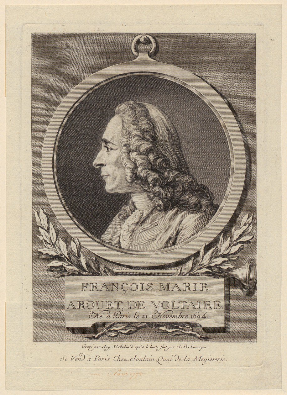Portrait de François Marie Arouet de Voltaire - Augustin de Saint-Aubin