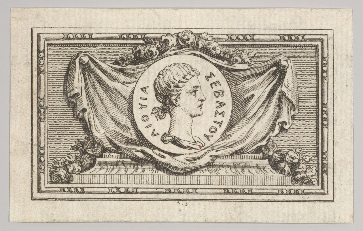 Médaille avec Portrait de Tite-Live dans le 5ème Livre, de Tibère ou les six premiers, publié en 1768 - Augustin de Saint Aubin