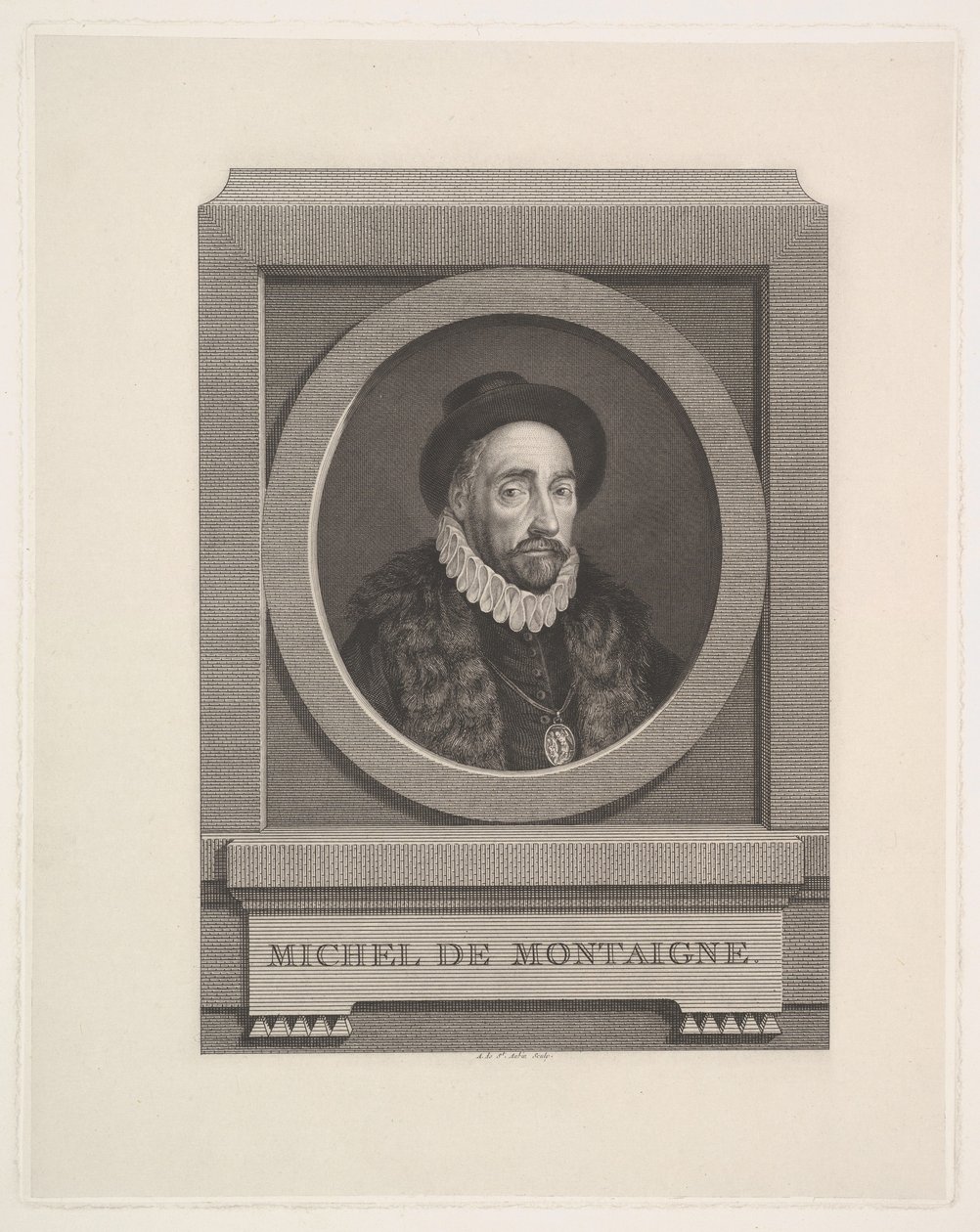 Portrait de Michel de Montaigne 1533-1592 - Augustin de Saint Aubin