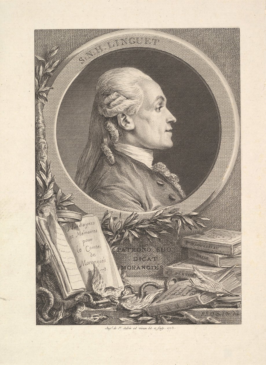 Portrait de Simon-Nicolas-Henri Linguet, 1773 - Augustin de Saint Aubin