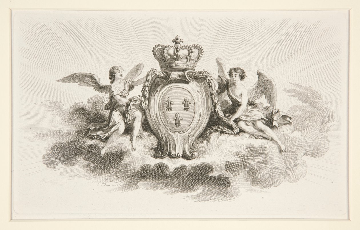 Blason Royal avec Fleurs de Lis Flanqué d