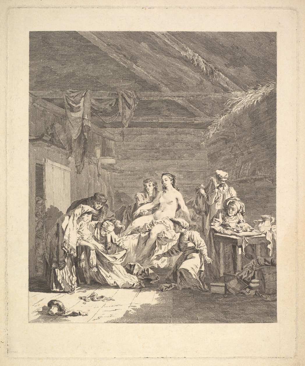 Vignette du premier volume, page 165: Usage des Russes après le mariage et avant la noce..., 1767 - Augustin de Saint Aubin