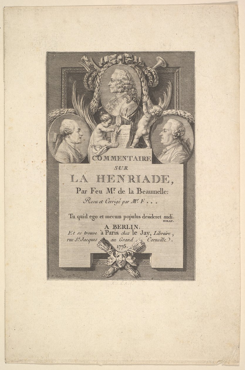 Voltaire, Fréron et la Beaumelle, 1775 - Augustin de Saint Aubin