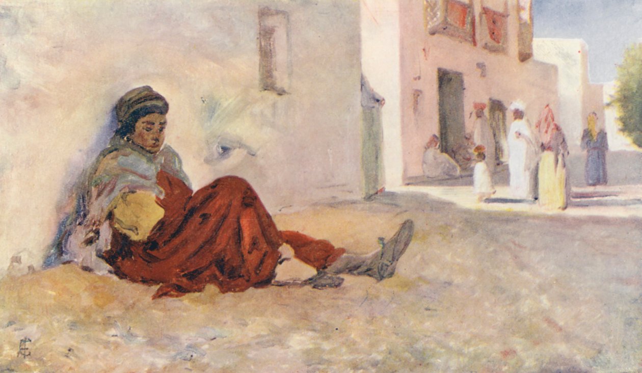 Une rue de Biskra (lithographie couleur) - Augustine Fitzgerald