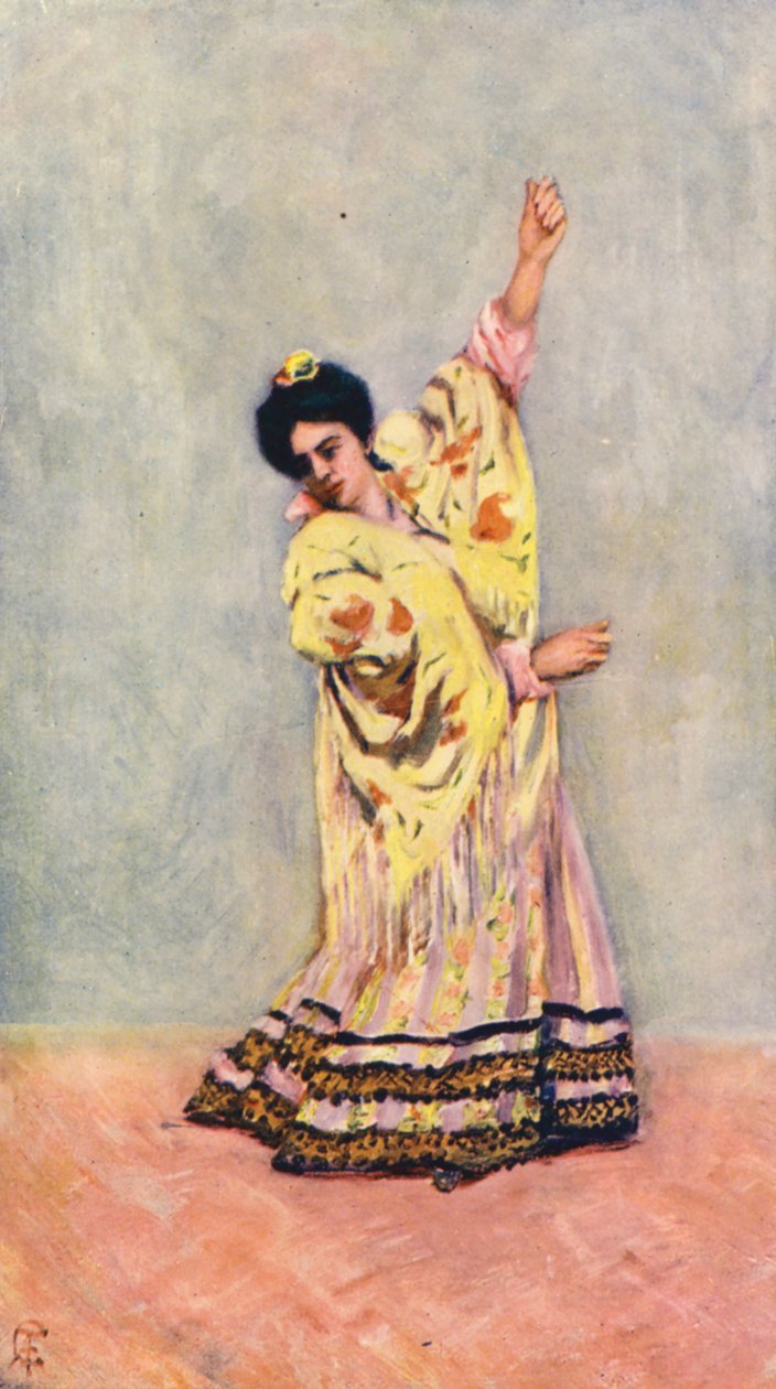 Gitane espagnole dansant la tanga (lithographie couleur) - Augustine Fitzgerald