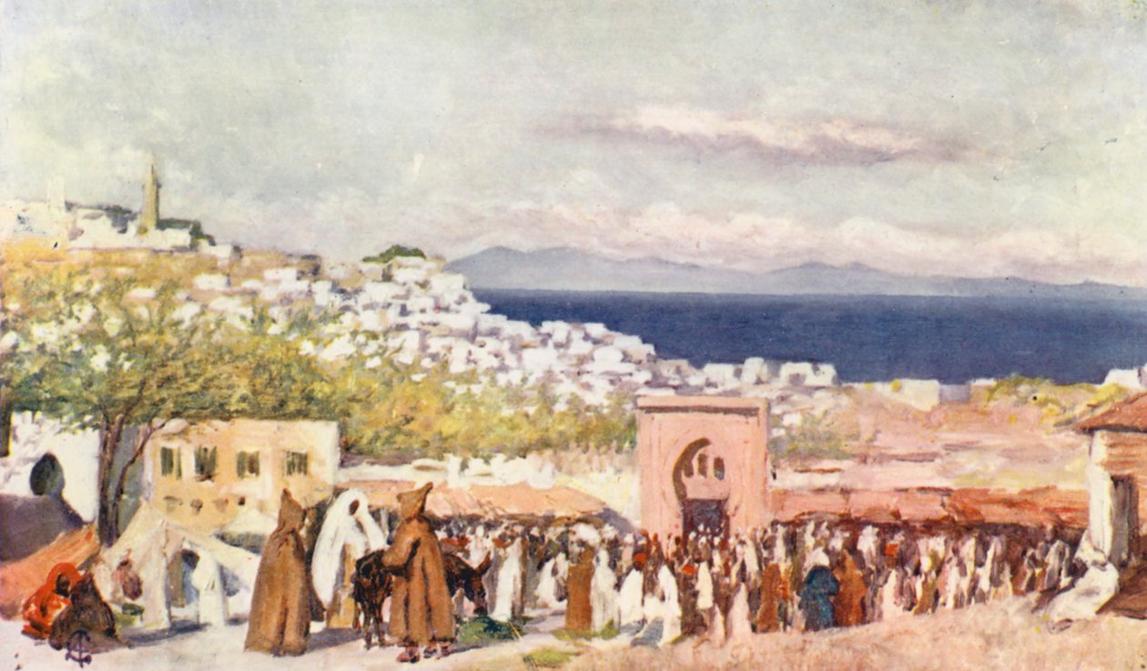 Tanger depuis la place du marché (lithographie couleur) - Augustine Fitzgerald