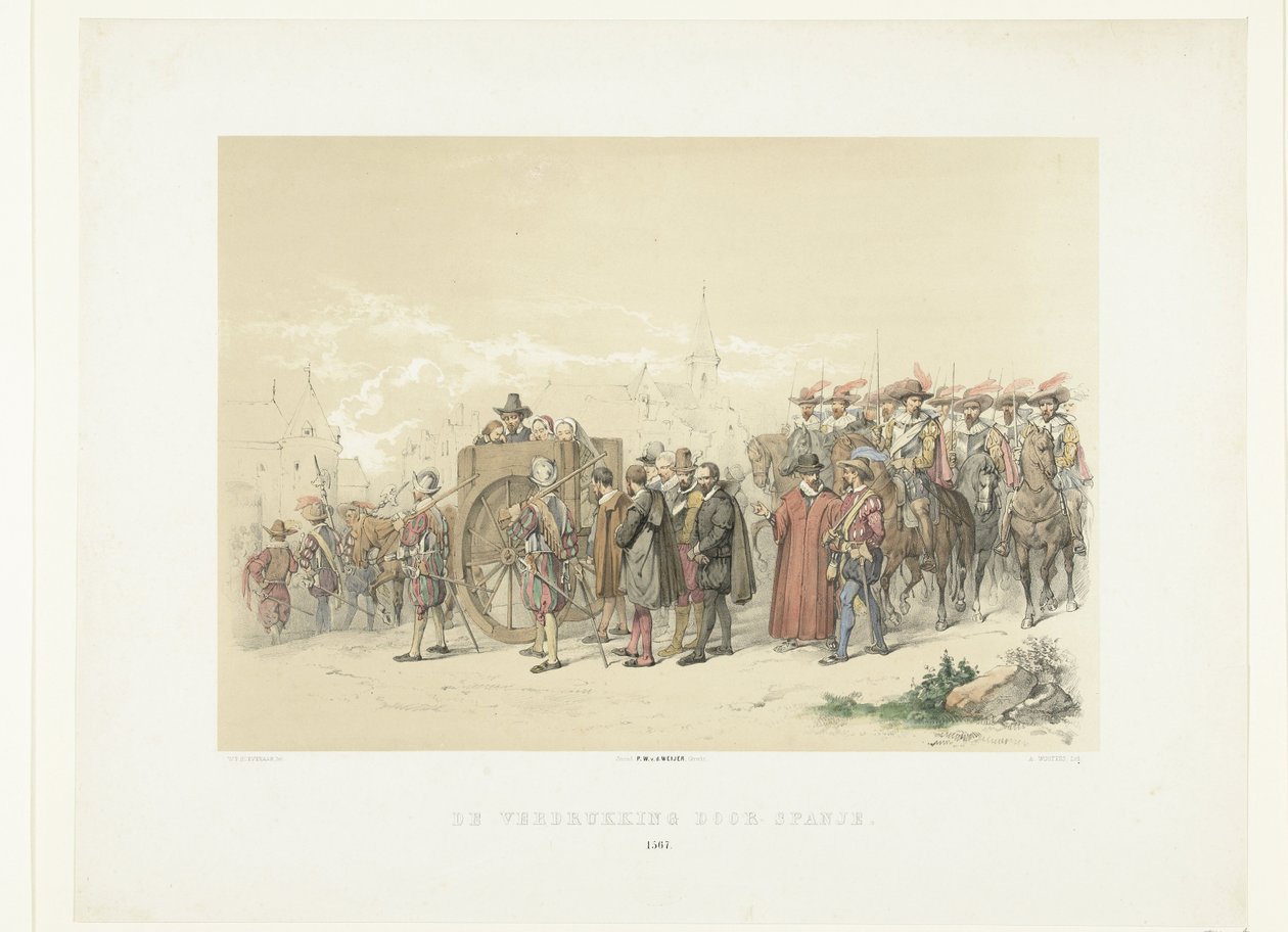 Déportation de citoyens par des soldats espagnols, 1567 - Augustinus Jacobus Bernardus Wouters