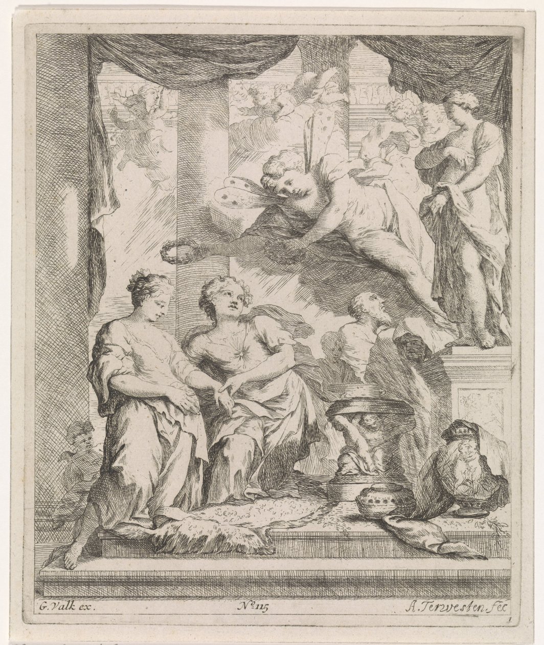 Homme et femme devant un autel couronné par l
