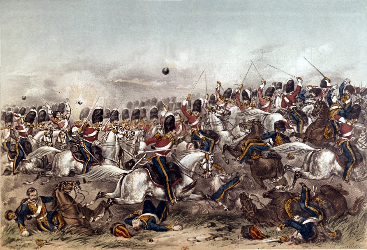 Bataille de Balaclava. Charge brillante des Scots Greys, 25 octobre 1854, gravée par Augustus Butler - Augustus Butler