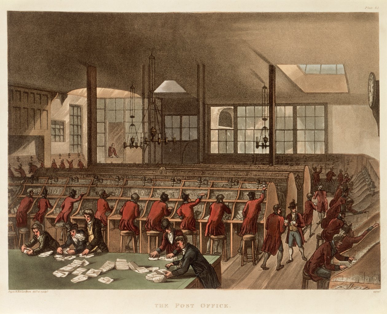Le bureau de poste, vers 1808 - Augustus Charles Pugin, Thomas Rowlandson