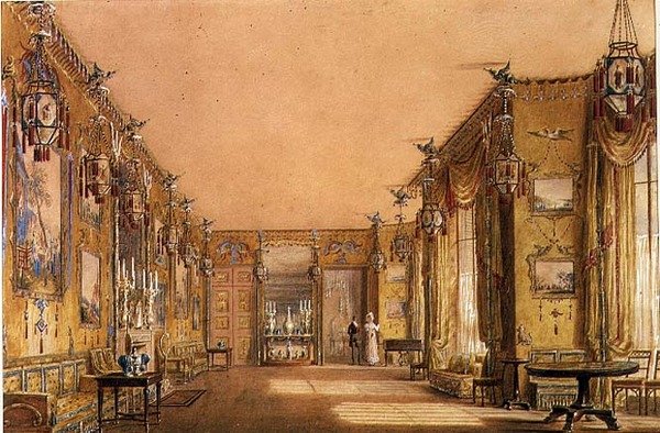 Intérieur du salon jaune au pavillon de Brighton, c.1820 - Augustus Charles Pugin