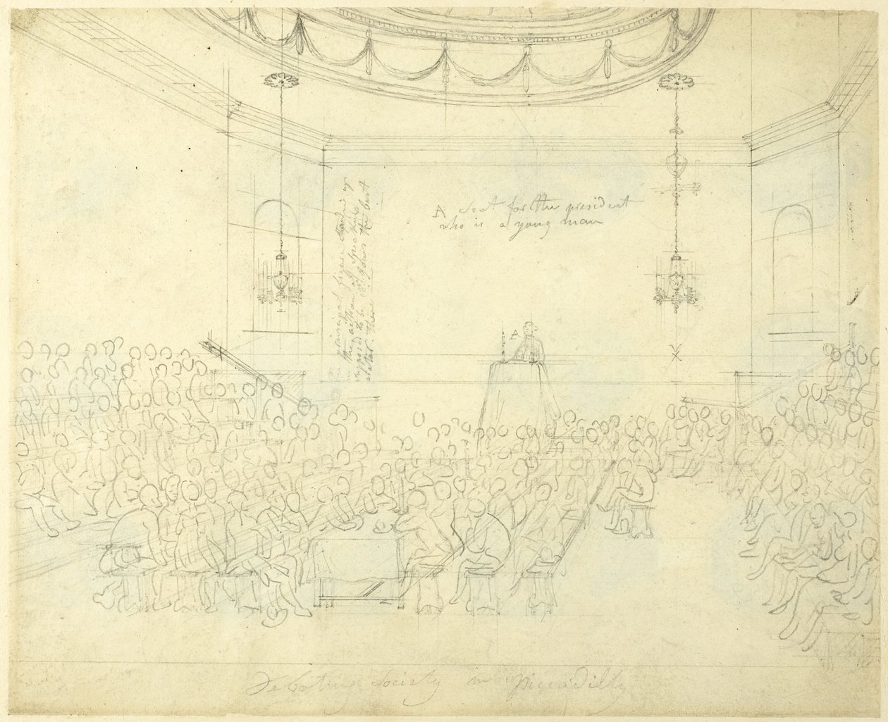 Étude pour la Debating Society à Piccadilly, du Microcosme de Londres - Augustus Charles Pugin