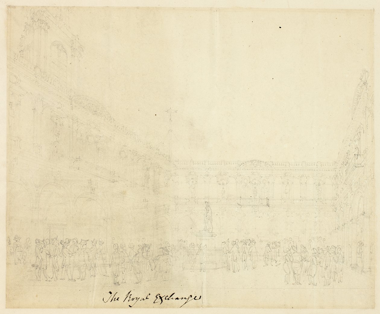 Étude pour la Bourse Royale, de Microcosm of London - Augustus Charles Pugin