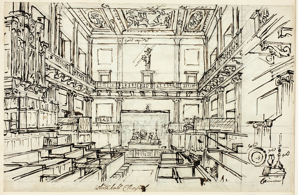 Étude pour la chapelle de Whitehall, de Microcosm of London - Augustus Charles Pugin