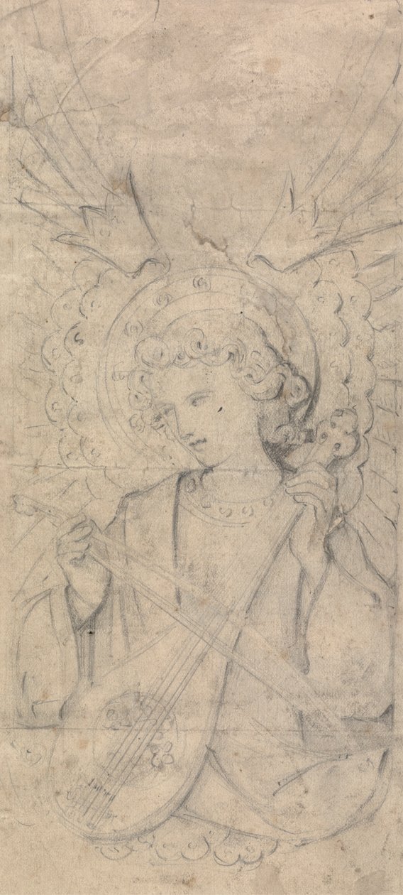 Ange et instrument, peut-être un design pour les intérieurs de St. Mary